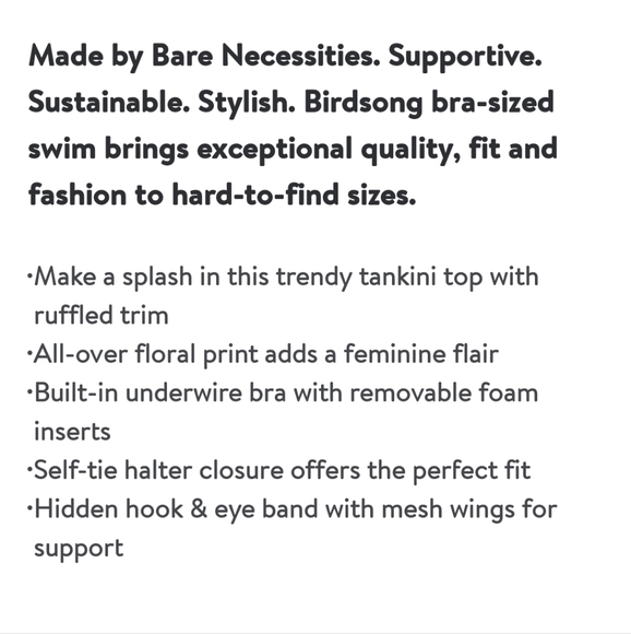 BIRDSONG Women's Ruffle Halter Underwire Tankini Swimsuit Top Red Floral - Picture 4 of 14